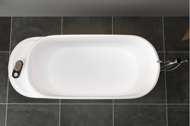 Freestanding ARO WHITE bath + White Frame in Krion® front view
