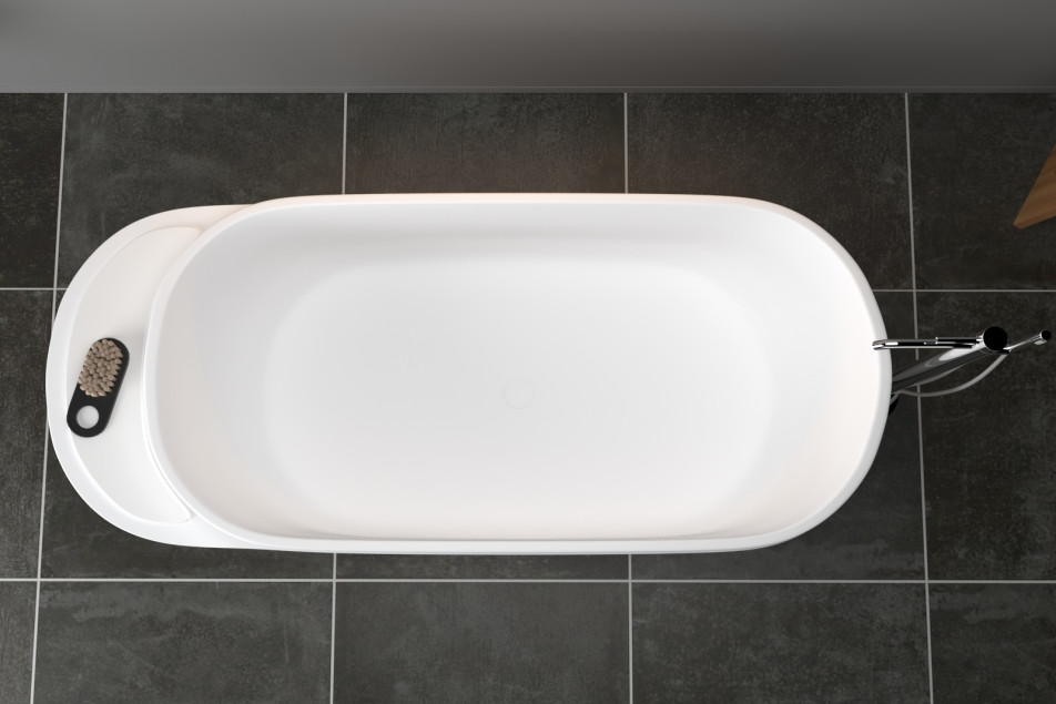 Freestanding ARO WHITE bath + White Frame in Krion® top view