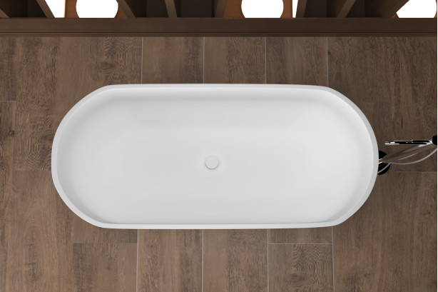 Freestanding ARO AIR White bath + White frame in Krion® top view