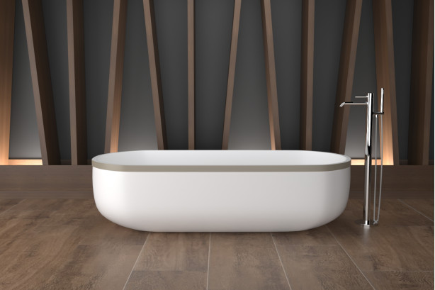 Freestanding ARO AIR Bath + BEIGE frame in Krion® front view