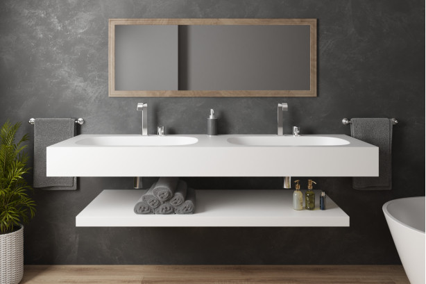PARNAY double washbasin in Krion® front view