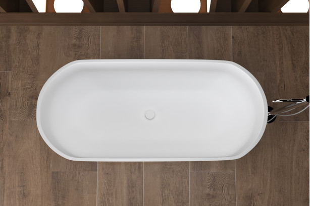 Freestanding ARO AIR Bath + BEIGE frame in Krion® side view