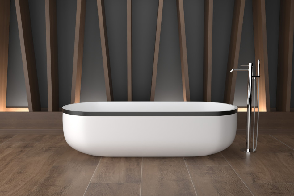Freestanding ARO AIR bath + Black frame in Krion® front view