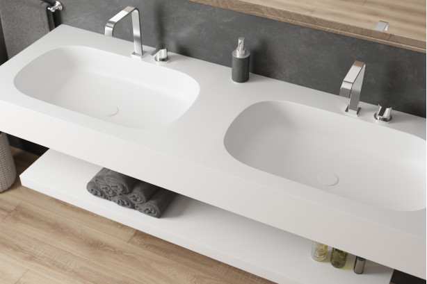 PARNAY double washbasin in Krion® front view