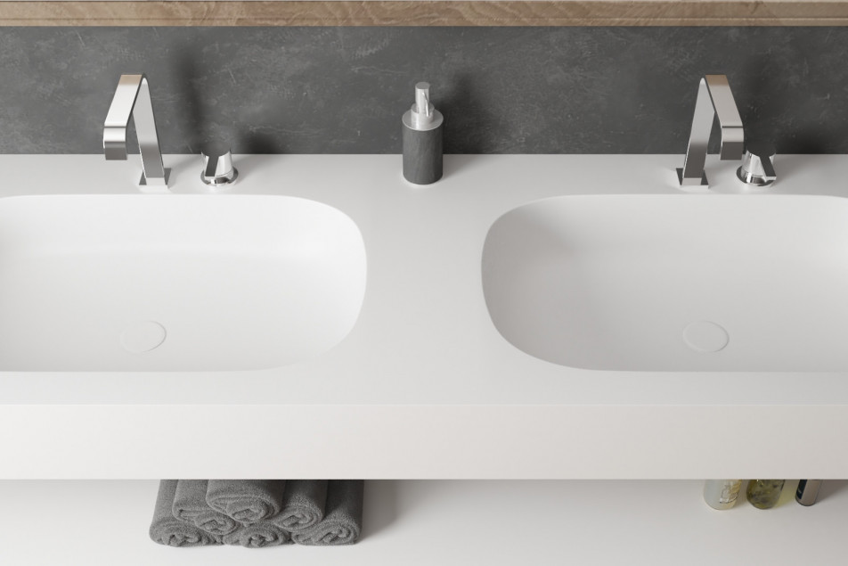 PARNAY double washbasin in Krion® top view
