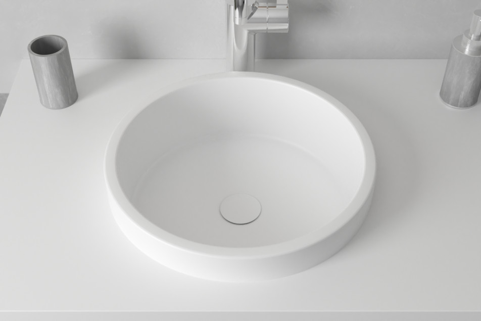 MOOREA double washbasin in Krion® zoom in on a washbasin