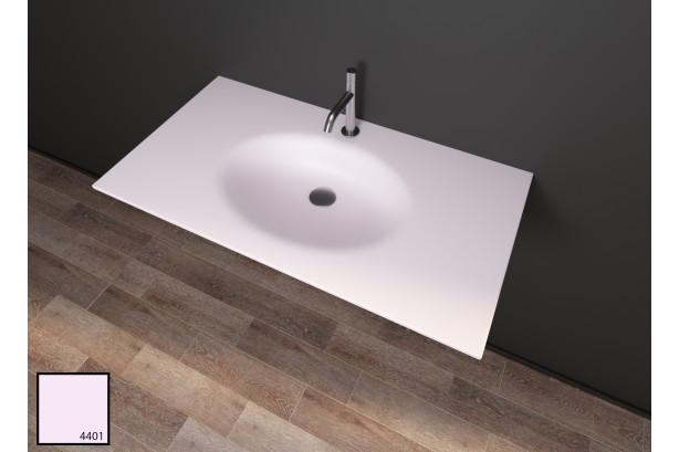 Sink unit in pink light KRION® side view