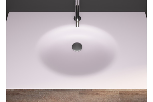Simple vasque PERLE en KRION® pink light vue de dessus
