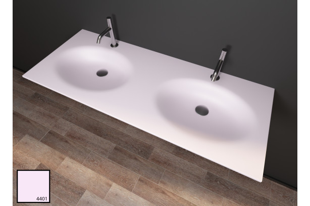 PERLE dual sink unit in pink light KRION® side view