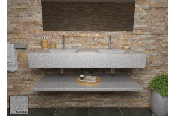 AGATE dual sink unit in platinum CORIAN® side view