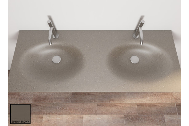 PERLE dual sink unit in sienna brown CORIAN® top view