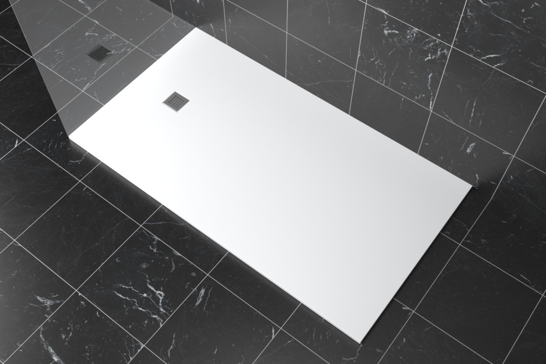 STRATO rectangular shower tray white side view