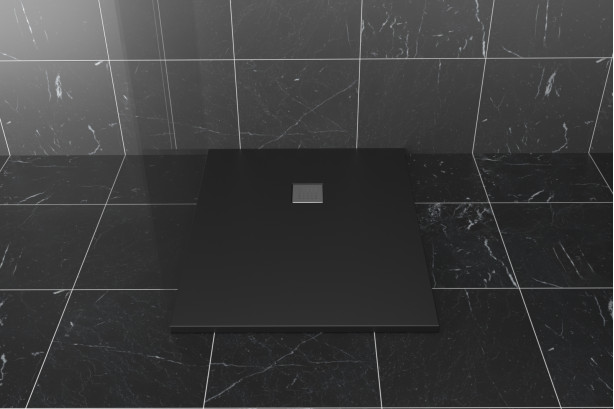 STRATO rectangular shower tray black front view
