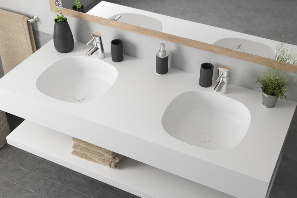 Double vasque sur plan PARSEVAL en Krion® vue de côté