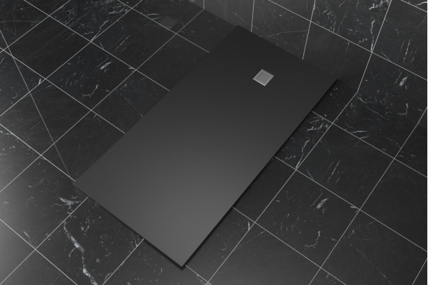 STRATO rectangular shower tray black side view