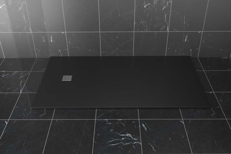 STRATO rectangular shower tray black front view