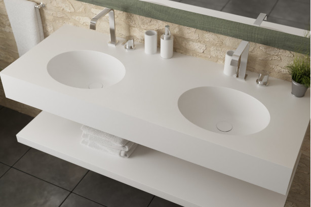TAHAA double washbasin in Krion® front view