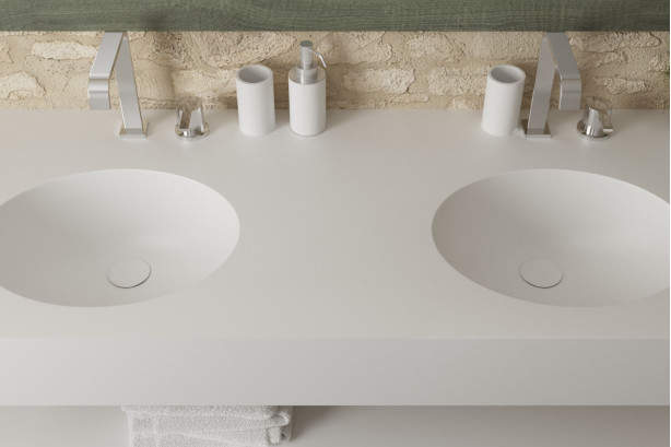 TAHAA double washbasin in Krion® top view