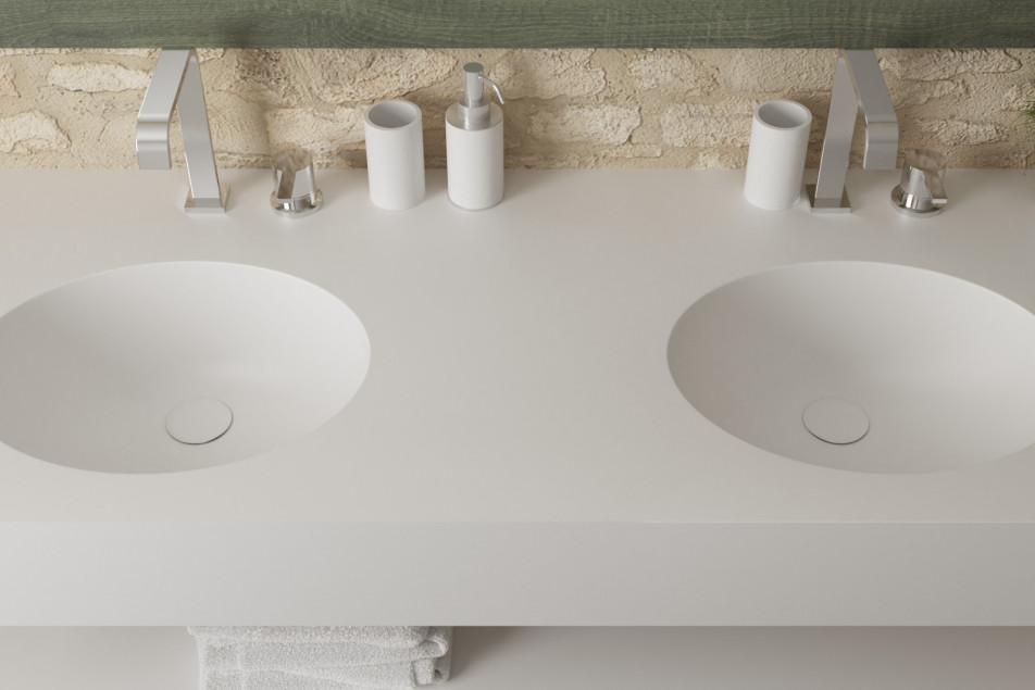 TAHAA double washbasin in Krion® top view