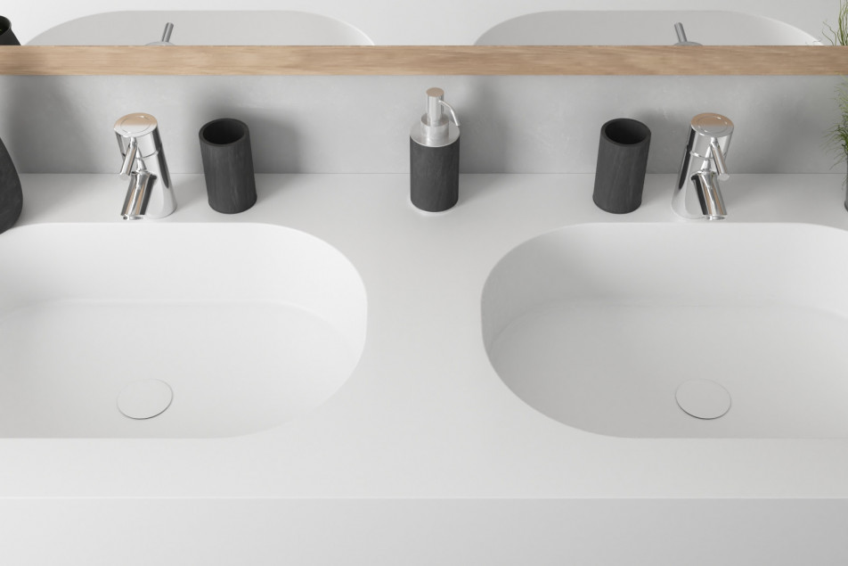 TONNARA double washbasin in Krion® top view