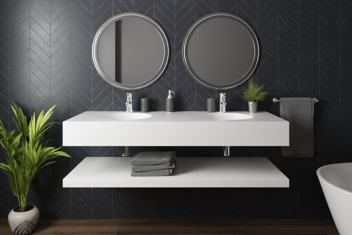 MATAIVA double washbasin in Krion® front view