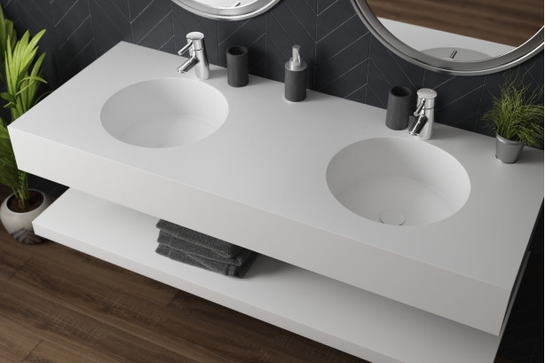MATAIVA double washbasin in Krion® side view