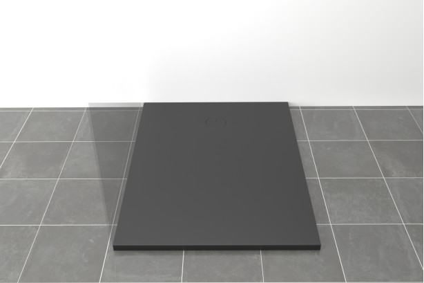 LINE Krion® small rectangular shower tray black front view