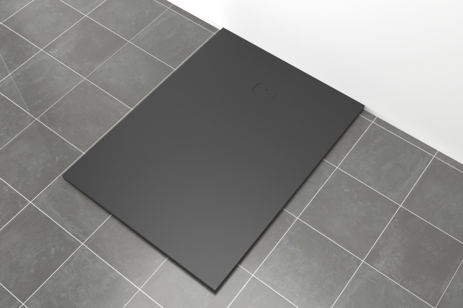 LINE Krion® small rectangular shower tray black side view