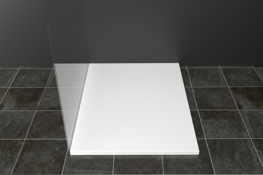 LINE Krion® square shower tray white front view