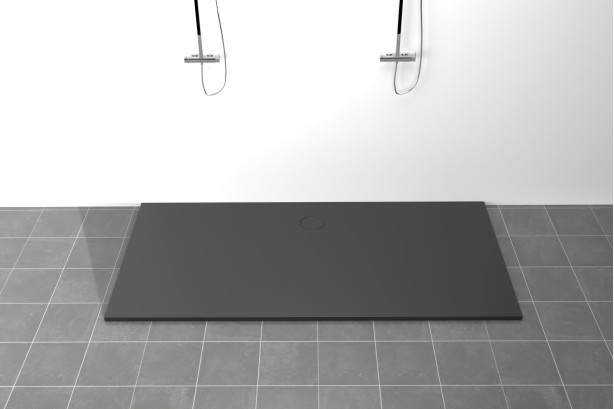 LINE Krion® rectangular big format shower tray black front view