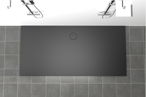 LINE Krion® rectangular big format shower tray black top view