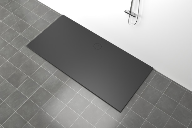 LINE Krion® rectangular big format shower tray black side view