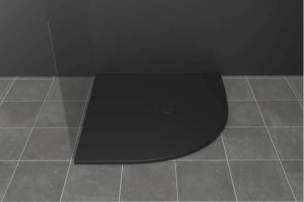 LINE CORNER Krion® corner shower tray black side view