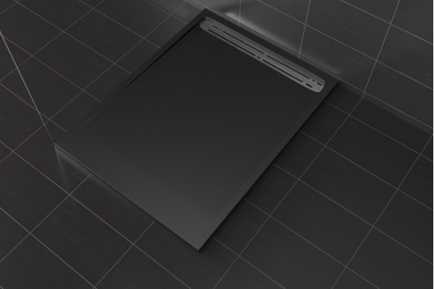 SLOPE Krion® square shower tray black side view
