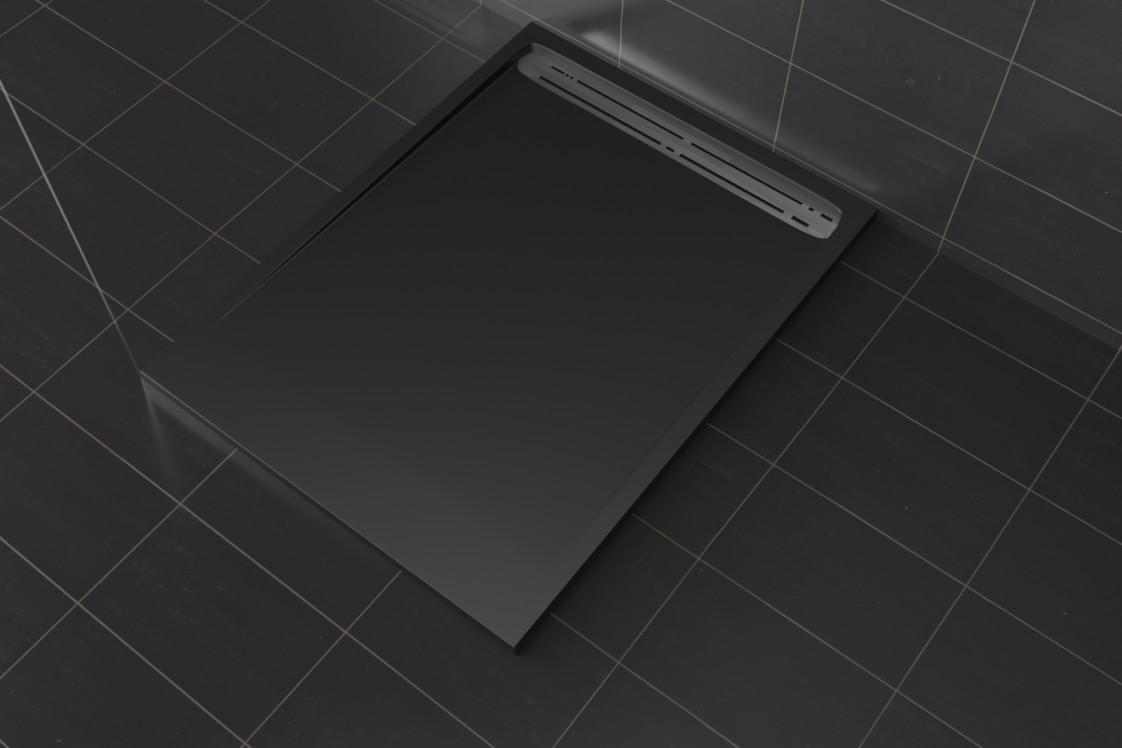 SLOPE Krion® square shower tray black side view