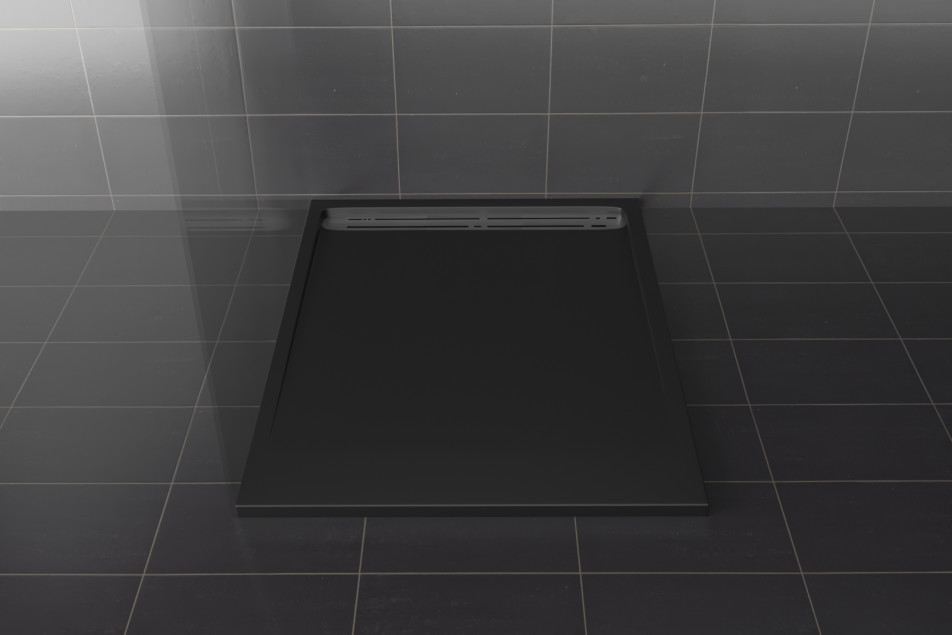 SLOPE Krion® square shower tray black front view
