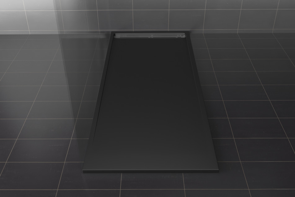 SLOPE Krion® rectangular big shower tray black front view