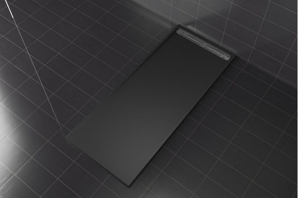 SLOPE Krion® rectangular big shower tray black side view