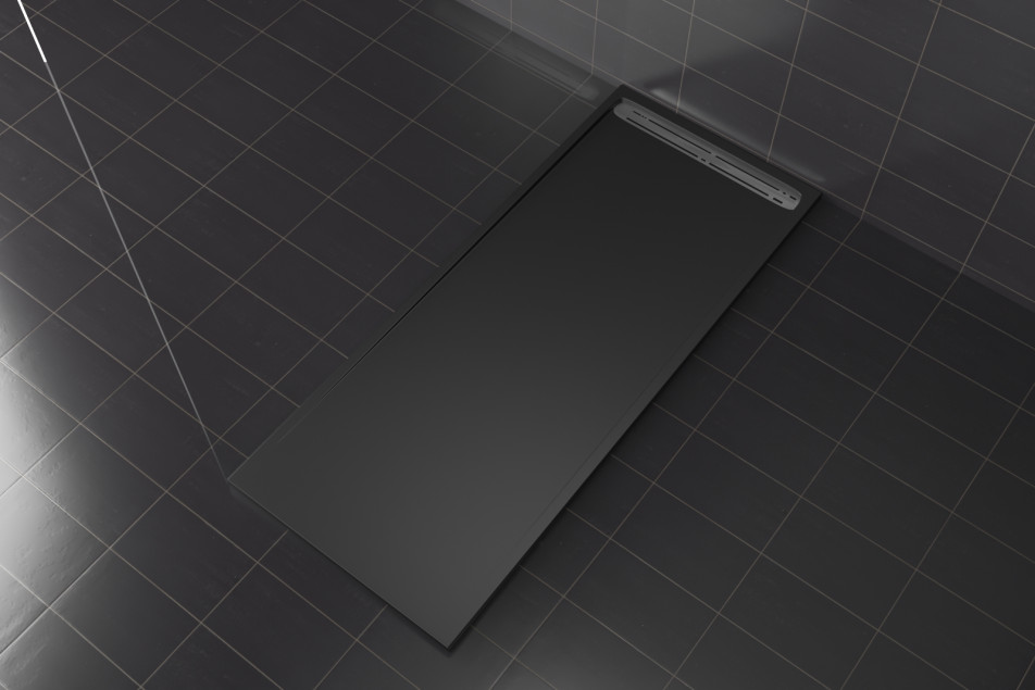 SLOPE Krion® rectangular big shower tray black side view