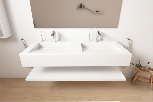 Corian® double washbasin HOEDIC front view