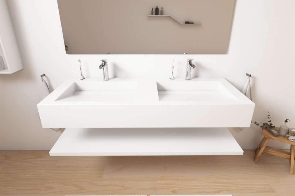 Corian® double washbasin HOEDIC front view