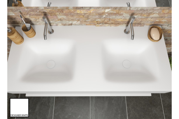 AGATE Dual sink unit in designer white CORIAN® top view