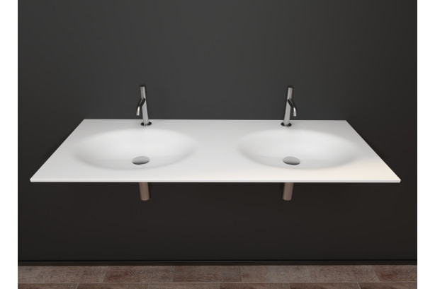 PERLE dual sink unit in extreme light KRION® front view