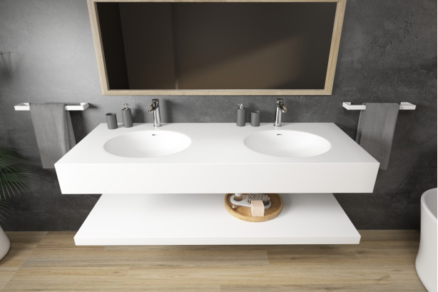TAHUATA double washbasin in Krion® front view