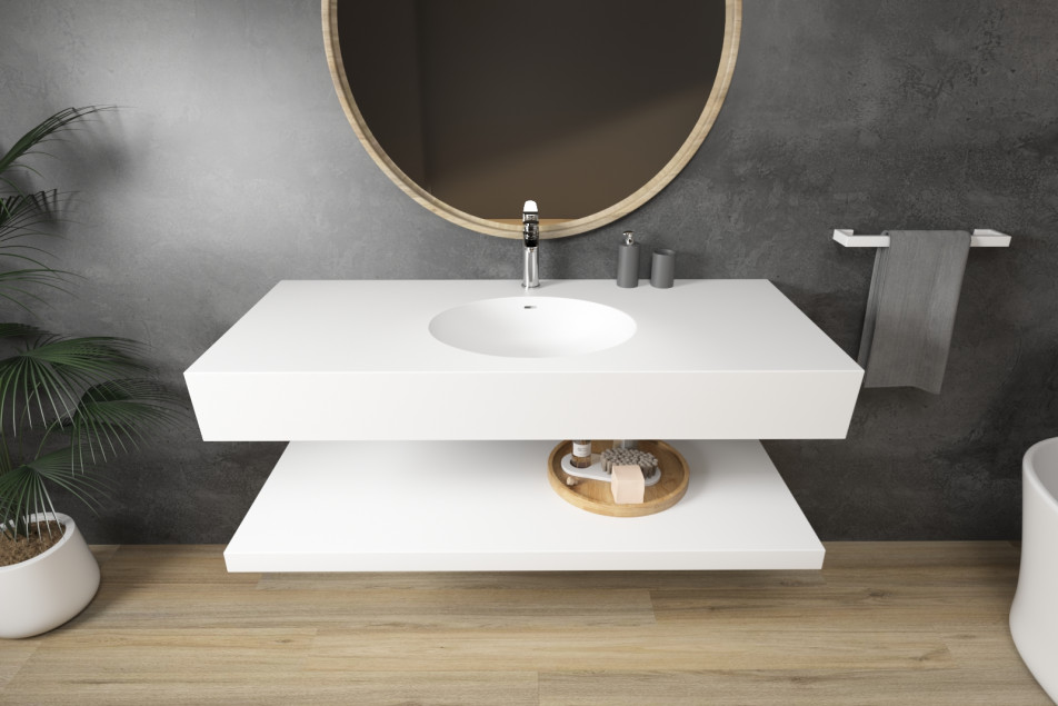 TAHUATA single washbasin in Krion® front view