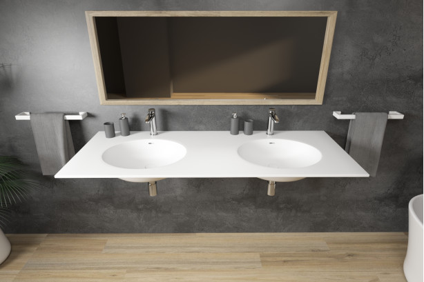 TAHUATA double washbasin in Krion® front view
