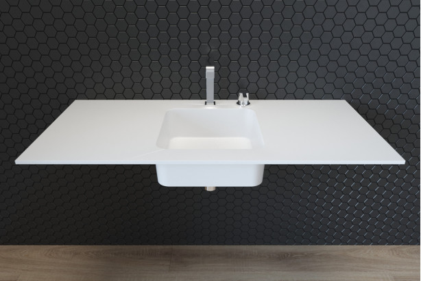 CAVALLO single washbasin in Krion® seen from the side