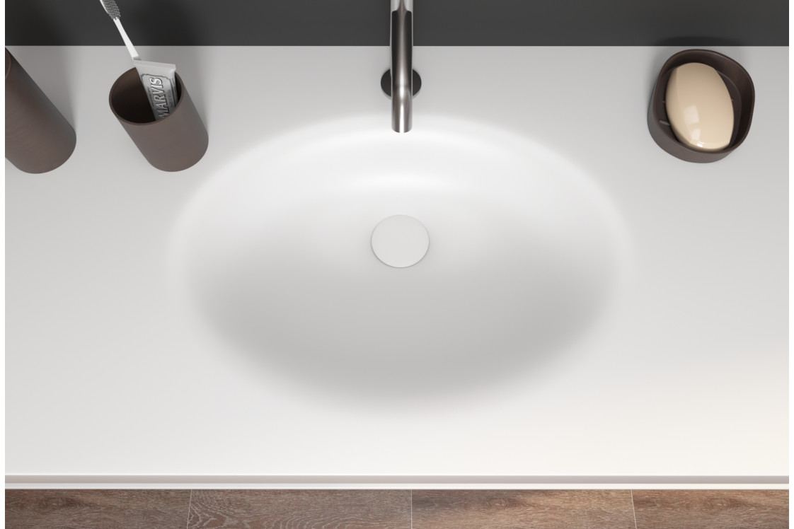 PERLE single washbasin in CORIAN® side view