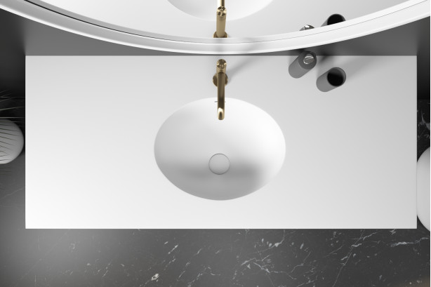 DIAMANT single washbasin in Krion® seen from the side