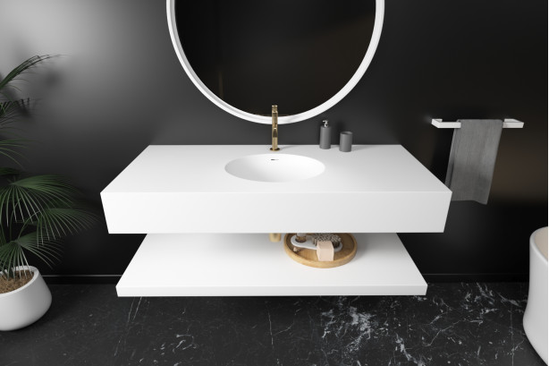 DIAMANT single washbasin in Krion® front view